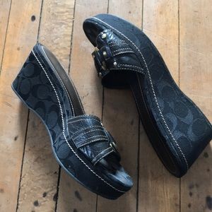 Coach  black, wedge heeled, sandals